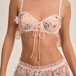 For Love & Lemons Blushing Rose Bra Top XS